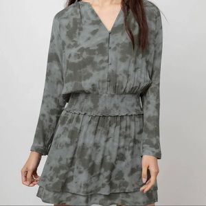 Rails Women’s Jasmine Slate tie dye Gray long sleeve ruffles dress petite size S